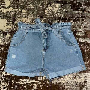 SHEIN Blue Jean Shorts High-Waisted Distressed